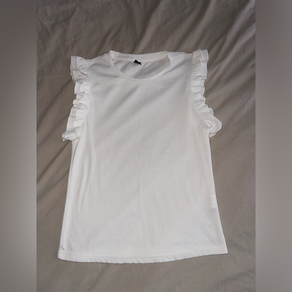 SHEIN White Ruffled T-Shirt